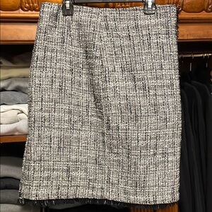 New York & Company Black and White Tweed Pencil Skirt with fringe